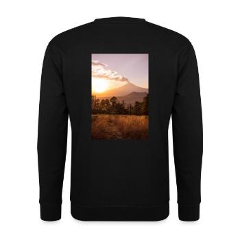 Sonnenuntergang Vulkan Mexiko - Unisex Pullover - Schwarz - Hinten - Alina (178cm)
