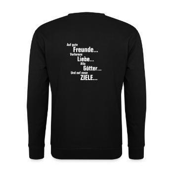 Auf Gute Freunde Geschenk Geschenkidee - Unisex Pullover - Schwarz - Hinten - Alina (178cm)
