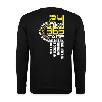 Feuerwehr - 24 Tage 365 Stunden - Unisex Pullover - Schwarz - Hinten - Alina (178cm)