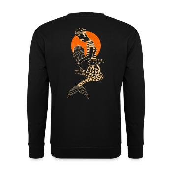 Liebe ohne Grenzen: Meerjungfrau & Fischer - Unisex Pullover - Schwarz - Hinten - Alina (178cm)