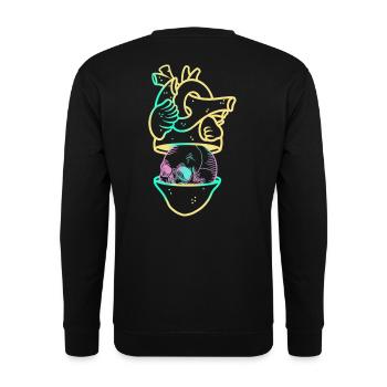 Heart Skull 2 yellow - Sweat-shirt Unisexe - noir - Dos - Alina (178cm)