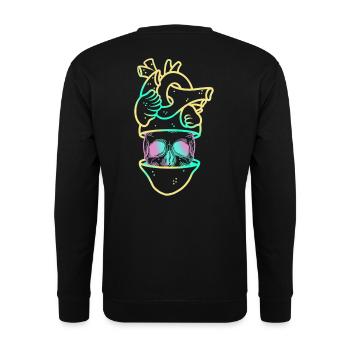 Heart Skull 3 yellow - Sweat-shirt Unisexe - noir - Dos - Alina (178cm)
