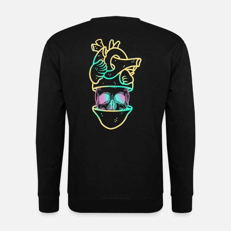 Herzschädel 3 gelb - Unisex Pullover - Schwarz