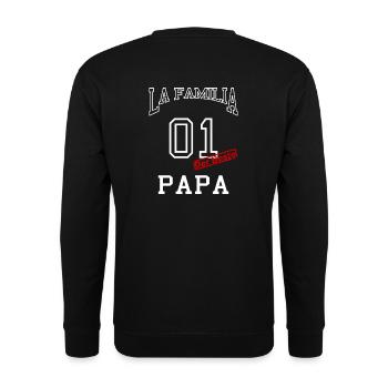 Der beste Papa La Familia Geschenkidee Eltern - Unisex Pullover - Schwarz - Hinten - Michal (187cm)