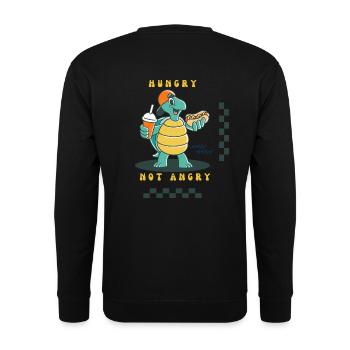 T-shirt Hungry not angry rétro cool - Sweat-shirt Unisexe - noir - Dos - Alina (178cm)