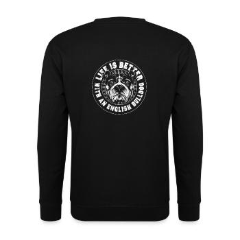 English Bulldog - Unisex Pullover - Schwarz - Hinten - Alina (178cm)