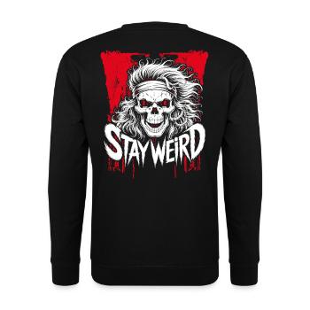 Stay Weird Schädel mit Wildem Haar - Unisex Pullover - Schwarz - Hinten - Michal (187cm)