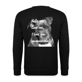 Staffordshire, visage de chien, tête de chien, - Sweat-shirt Unisexe - noir - Dos - Alina (178cm)