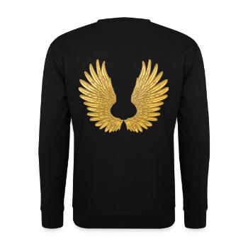 Wings in gold. Golden Angel Wings Wings - Unisex Sweatshirt - black - Back - Alina (178cm)