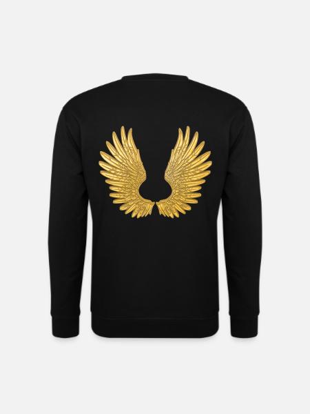 Wings in gold. Golden Angel Wings Wings - Unisex Sweatshirt - black