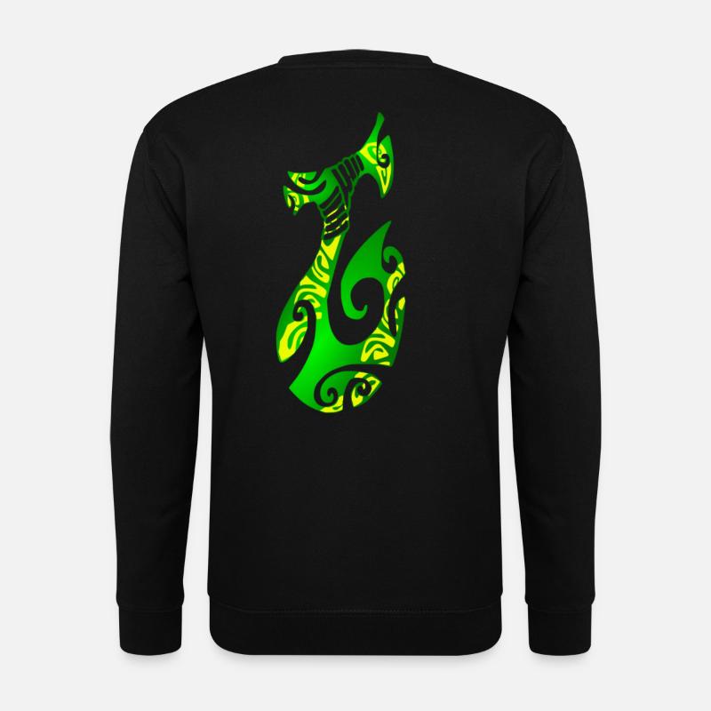 MATAU - Green (polynesian hook) - Unisex Sweatshirt - black