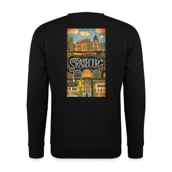 Strasbourg Doodle Art City of France T-shirt - Unisex Sweatshirt - black - Back - Alina (178cm)