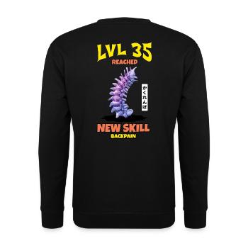 LVL 35 Reached New Skill Backpain - Unisex Pullover - Schwarz - Hinten - Alina (178cm)