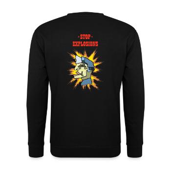 stop explosions - make peace - Unisex Pullover - Schwarz - Hinten - Alina (178cm)