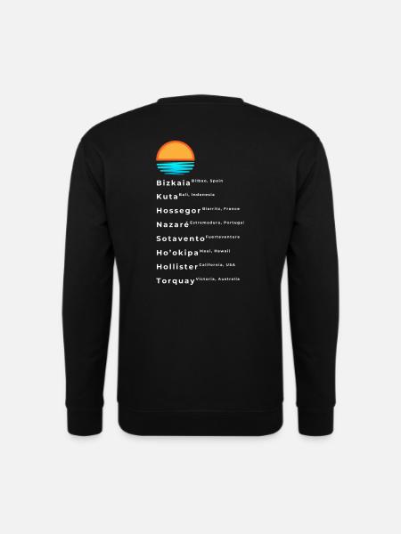 Bekannte Surf Spots Liste - Unisex Pullover - Schwarz