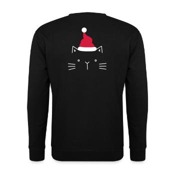 Cat face Santa Claus Christmas gift - Unisex Sweatshirt - black - Back - Alina (178cm)