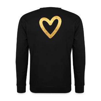 Herz gold I Symbol Liebe Geschenk - Unisex Pullover - Schwarz - Hinten - Michal (187cm)