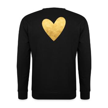 Herz gold I Symbol Liebe Geschenk - Unisex Pullover - Schwarz - Hinten - Alina (178cm)