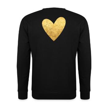 Herz gold Symbol Liebe Geschenkidee - Unisex Pullover - Schwarz - Hinten - Alina (178cm)