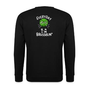 Vegan Veganer Rosenkohl - Unisex Pullover - Schwarz - Hinten - Alina (178cm)