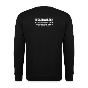 Besserwisser Genie Klug Schlau Lustig Fun Geschenk - Unisex Pullover - Schwarz - Hinten - Alina (178cm)