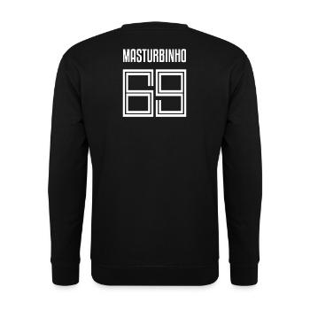 Trikotnummer Masturbinho Fussball Fussballfan - Unisex Pullover - Schwarz - Hinten - Alina (178cm)