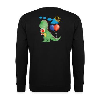 Small dino with refreshment and balloons - Unisex Sweatshirt - black - Back - Alina (178cm)