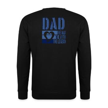 PAPA THE MAN THE MYTH THE LEGEND BLUE HEART - Unisex Sweatshirt - black - Back - Alina (178cm)