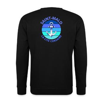Saint-Malo, Bretagne, la cité Corsaire - Sweat-shirt Unisexe - noir - Dos - Alina (178cm)