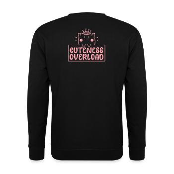 Katze in Pink und mit Krone, Cuteness Overload - Unisex Pullover - Schwarz - Hinten - Michal (187cm)