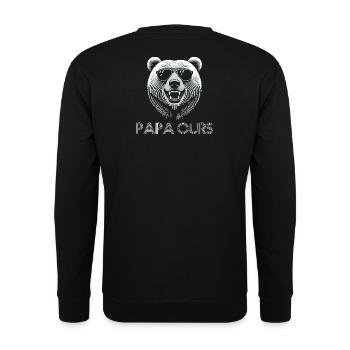 Tête ours cool avec lunettes de soleil. papa ours - Sweat-shirt Unisexe - noir - Dos - Alina (178cm)