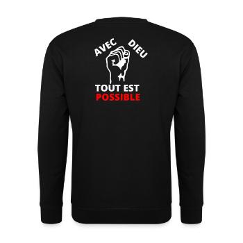 Fist of protest inspiring message of solidarity - Unisex Sweatshirt - black - Back - Alina (178cm)