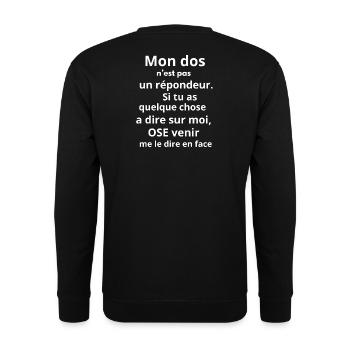 Citation humoristique sur la communication - Sweat-shirt Unisexe - noir - Dos - Alina (178cm)