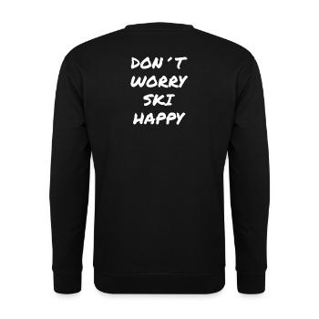 Don't Worry Ski Happy Saying - Unisex Sweatshirt - black - Back - Alina (178cm)