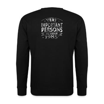 Des personnes très importantes naissent en 1985 - Sweat-shirt Unisexe - noir - Dos - Alina (178cm)