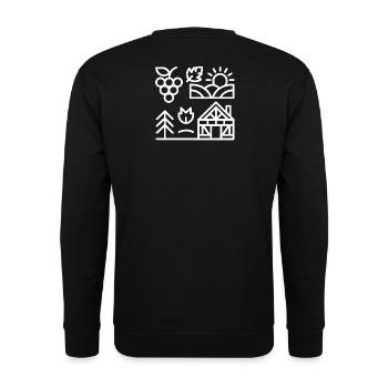 Morgenlicht über Weingarten und Haus - Unisex Pullover - Schwarz - Hinten - Alina (178cm)