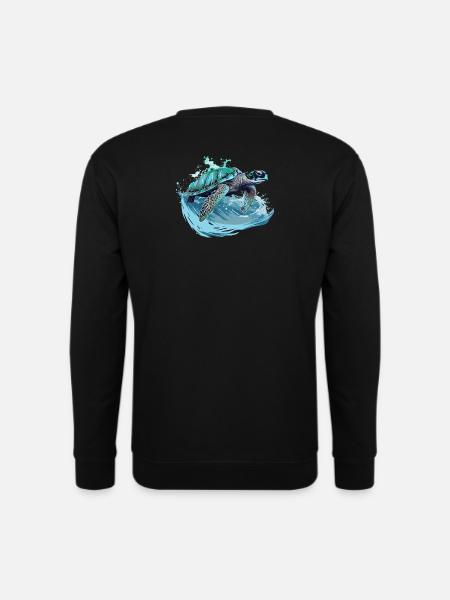 Neon-Meeresschildkröte Wellentanz - Unisex Pullover - Schwarz