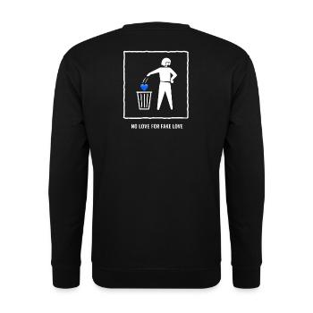 Pas d’amour pour un amour faux - Sweat-shirt Unisexe - noir - Dos - Michal (187cm)