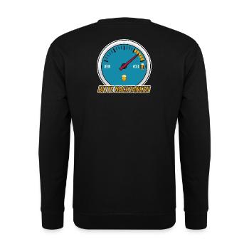 Bitte nachtanken Bier Tankanzeige Lustiger Spruch - Unisex Pullover - Schwarz - Hinten - Michal (187cm)