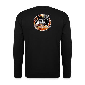 Herbstwald Silhouetten Hirsch Wolf - Unisex Pullover - Schwarz - Hinten - Alina (178cm)