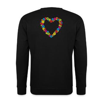 Cadeau coloré coeur fleur de puissance des années 70 - Sweat-shirt Unisexe - noir - Dos - Alina (178cm)