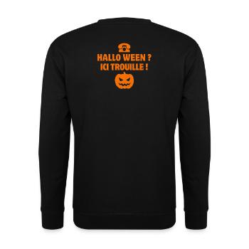 halloween, citrouille, phrase drôle - Sweat-shirt Unisexe - noir - Dos - Alina (178cm)