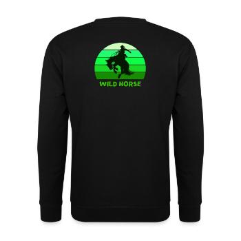 Wildpferd, Far West, Wildnis - Unisex Pullover - Schwarz - Hinten - Alina (178cm)