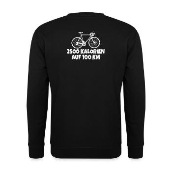 2500 Kalorien auf 100 km Rennrad (Vintage Weiß) - Unisex Pullover - Schwarz - Hinten - Michal (187cm)