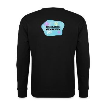 Ich hasse Menschen | Sarkastisches Retro Meme - Unisex Pullover - Schwarz - Hinten - Michal (187cm)