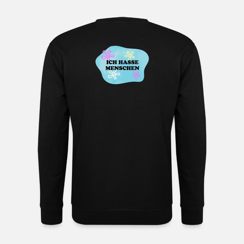 Ich hasse Menschen | Sarkastisches Retro Meme - Unisex Pullover - Schwarz