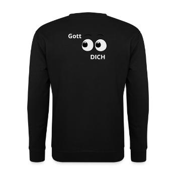 Gott sieht und sucht dich - Unisex Pullover - Schwarz - Hinten - Alina (178cm)