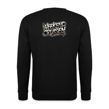 Weekend Cruisen Camouflage für Auto Fans - Unisex Pullover - Schwarz - Hinten - Alina (178cm)