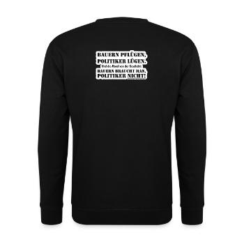 Bauern braucht man - Unisex Pullover - Schwarz - Hinten - Michal (187cm)