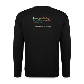 dear person behind me - Unisex Pullover - Schwarz - Hinten - Michal (187cm)